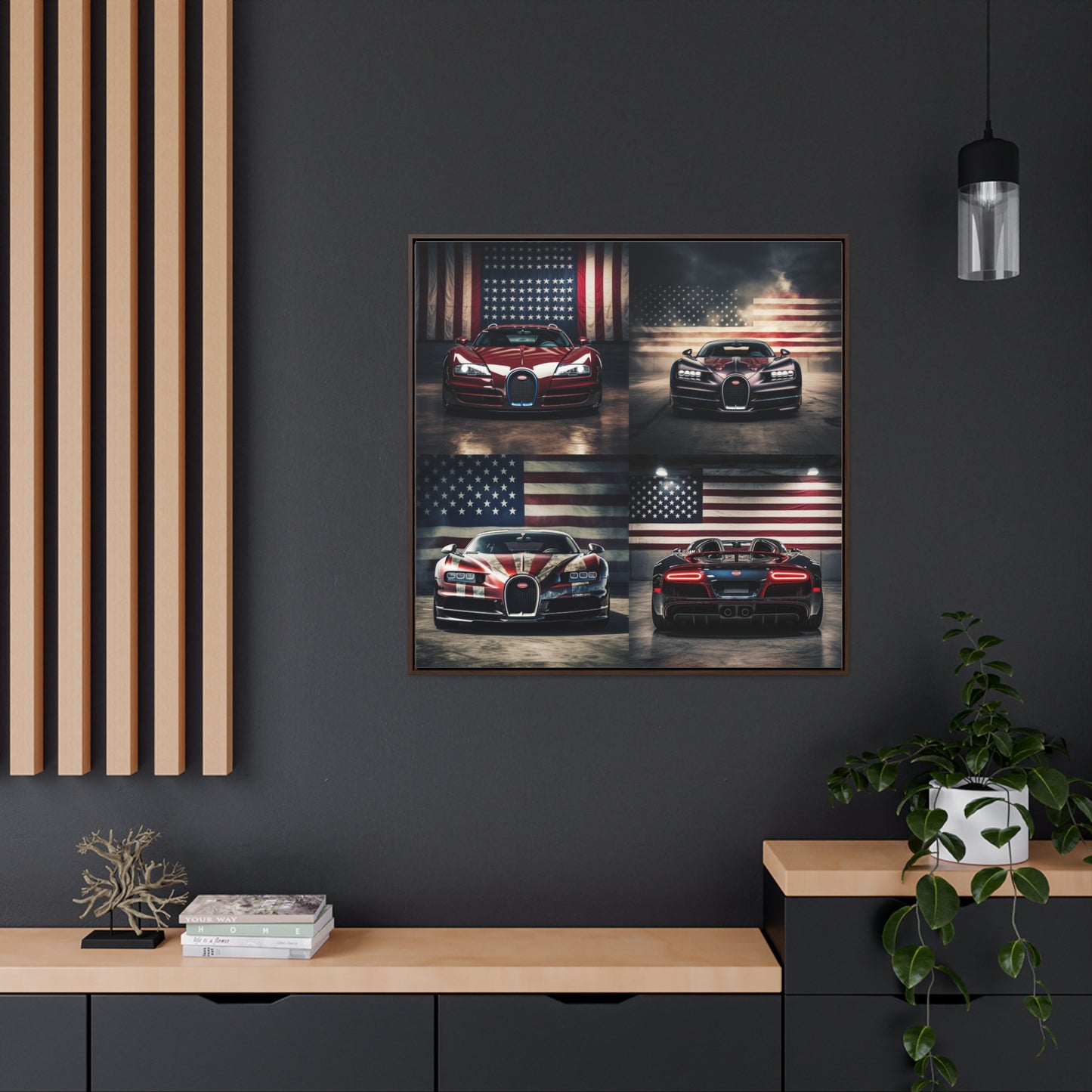 Gallery Canvas Wraps, Square Frame American Flag Background Bugatti 5