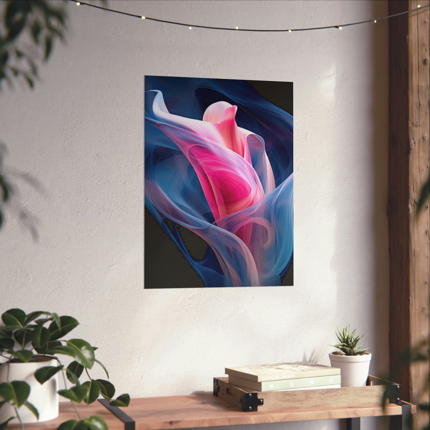 Premium Matte Vertical Posters Pink & Blue Tulip Rose 3