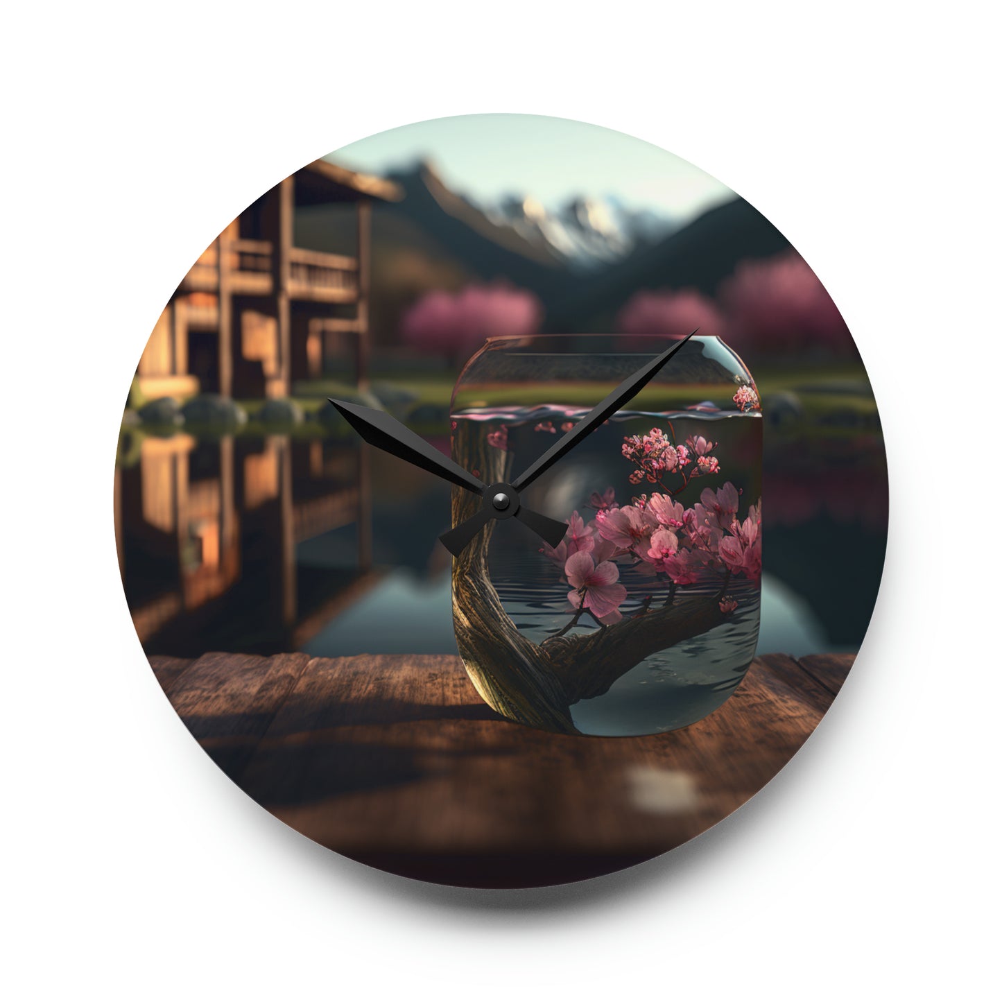 Acrylic Wall Clock Cherry Blossom 3