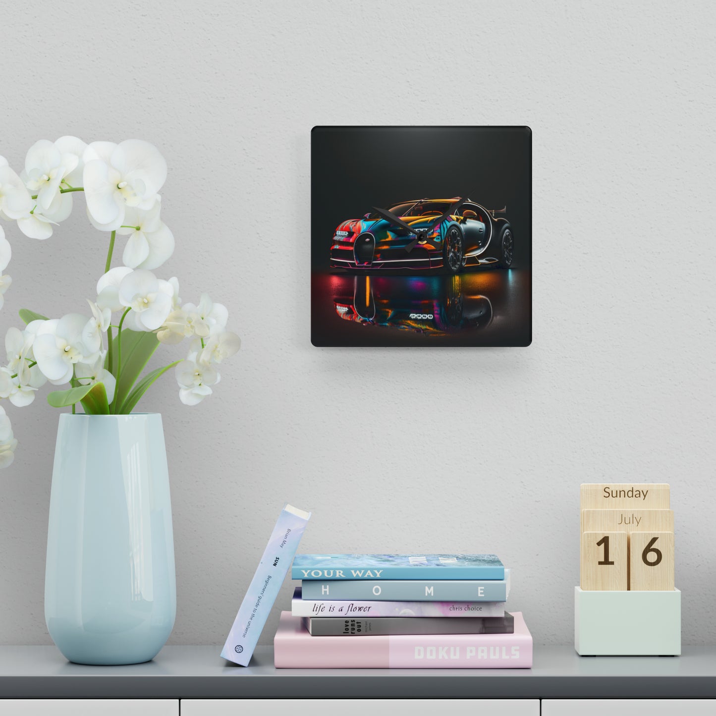 Acrylic Wall Clock Bugatti Chiron Super 2