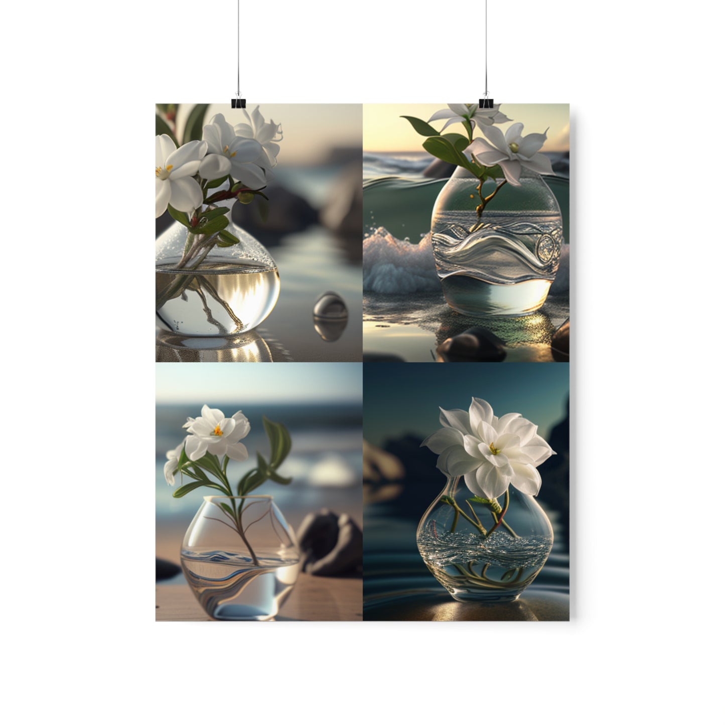 Premium Matte Vertical Posters Jasmine glass vase 5