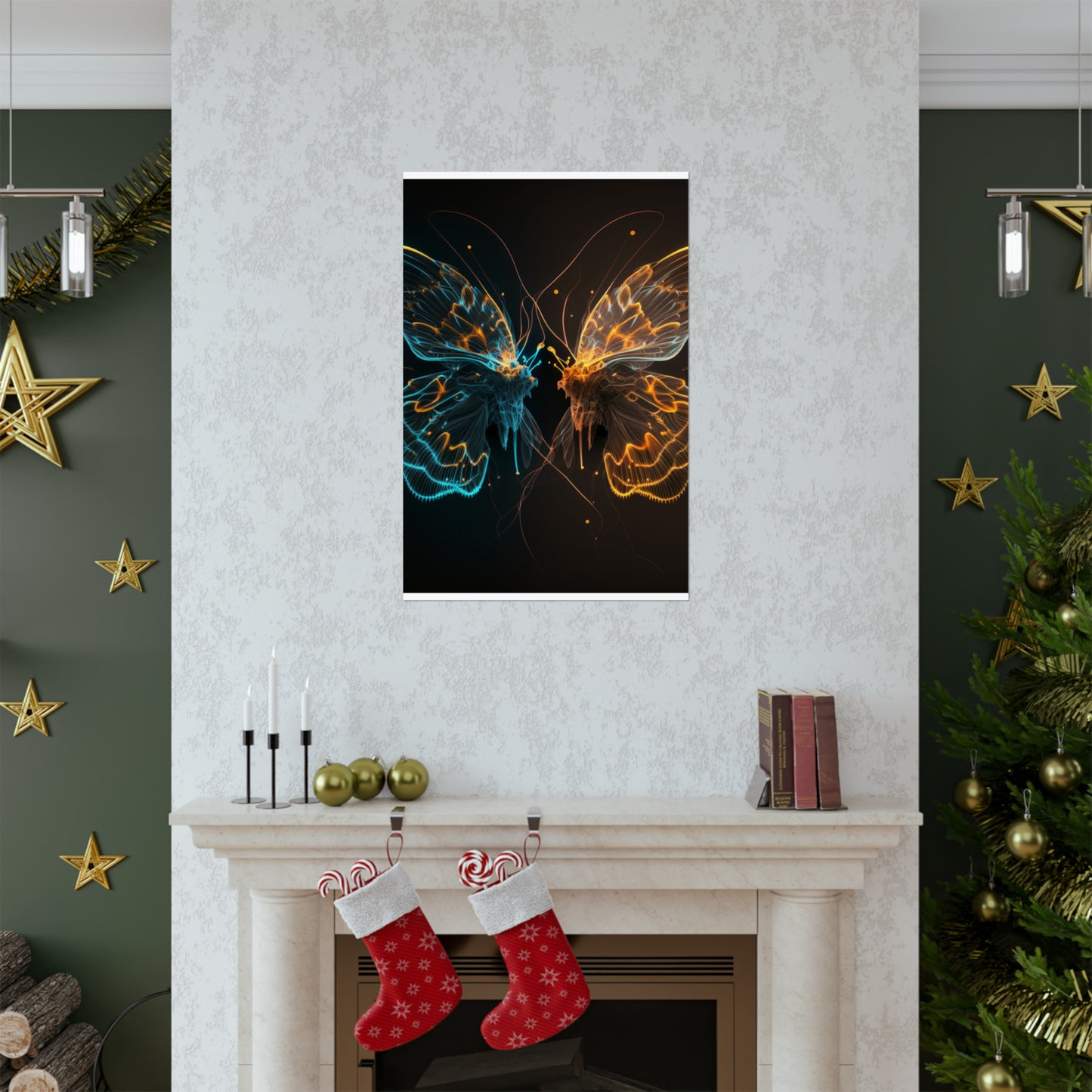 Premium Matte Vertical Posters Neon Glo Butterfly 1