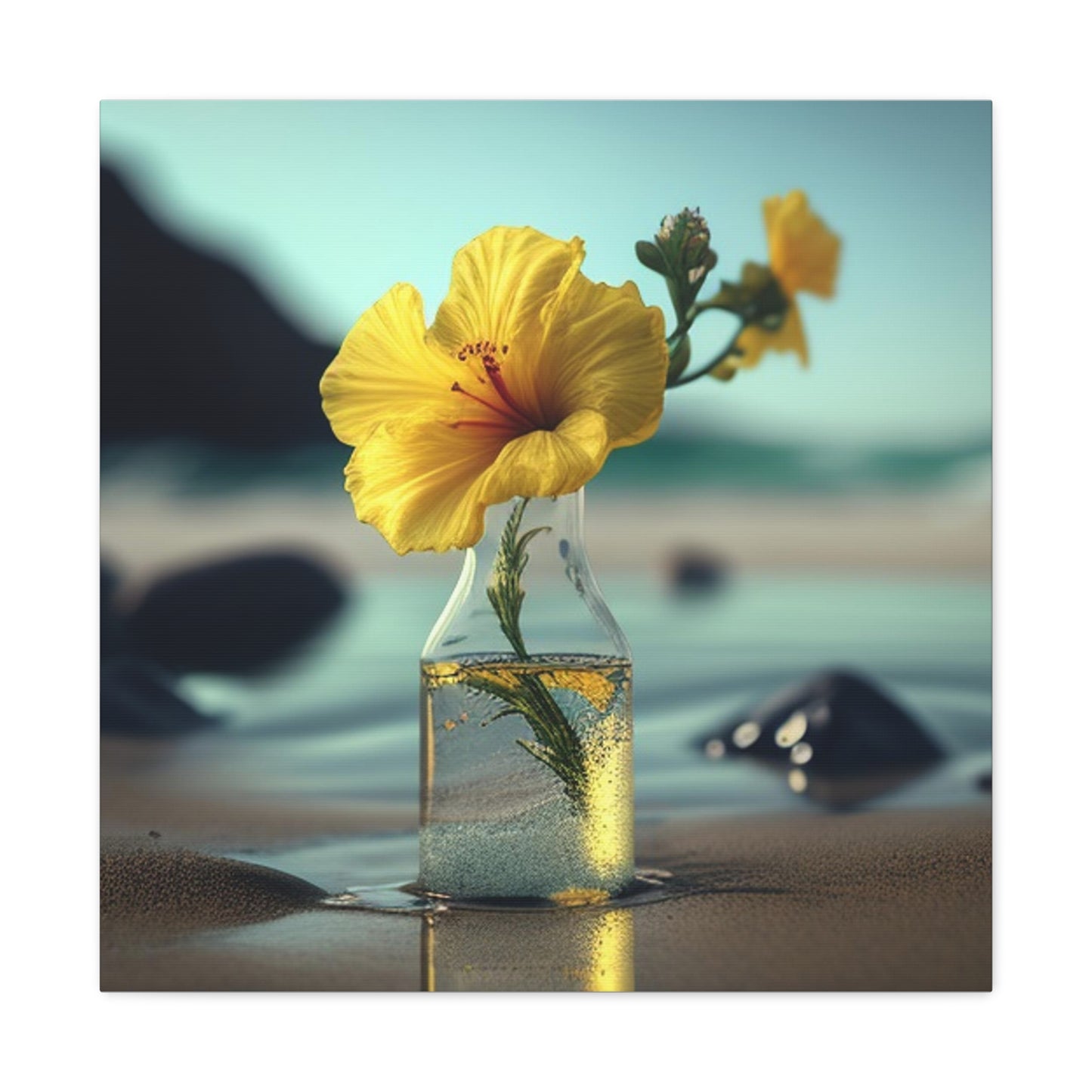 Canvas Gallery Wraps Yellow Hibiscus glass 3