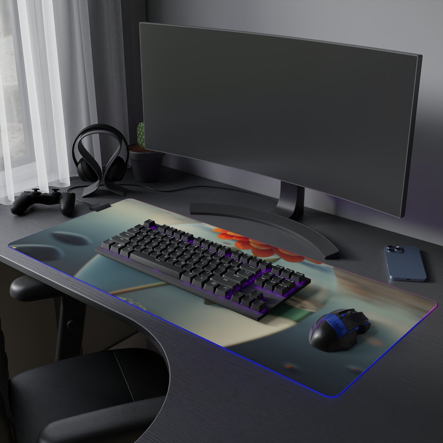 LED Gaming Mouse Pad Orange Zinnia 3