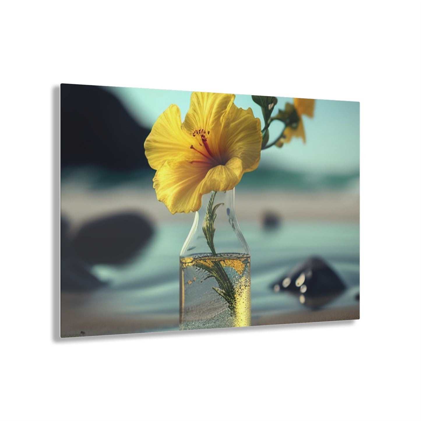 Acrylic Prints Yellow Hibiscus glass 3