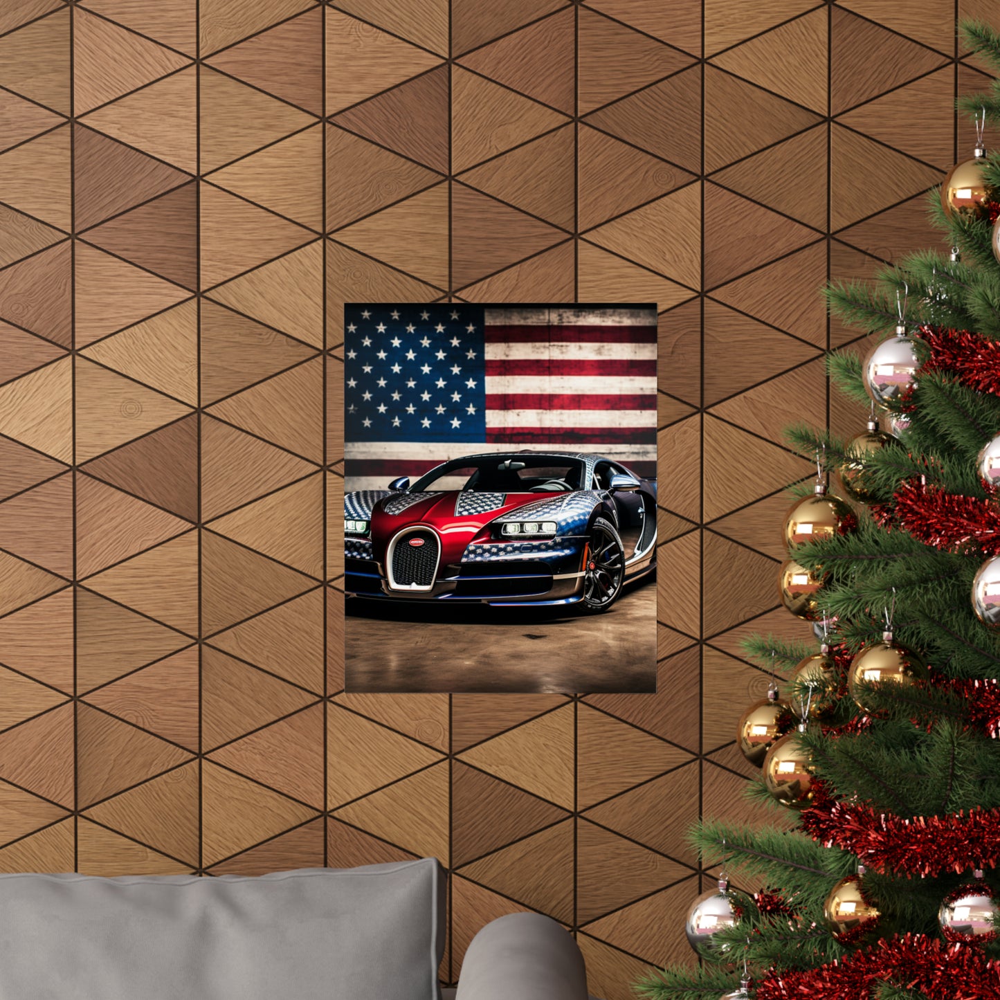 Premium Matte Vertical Posters Bugatti American Flag 1