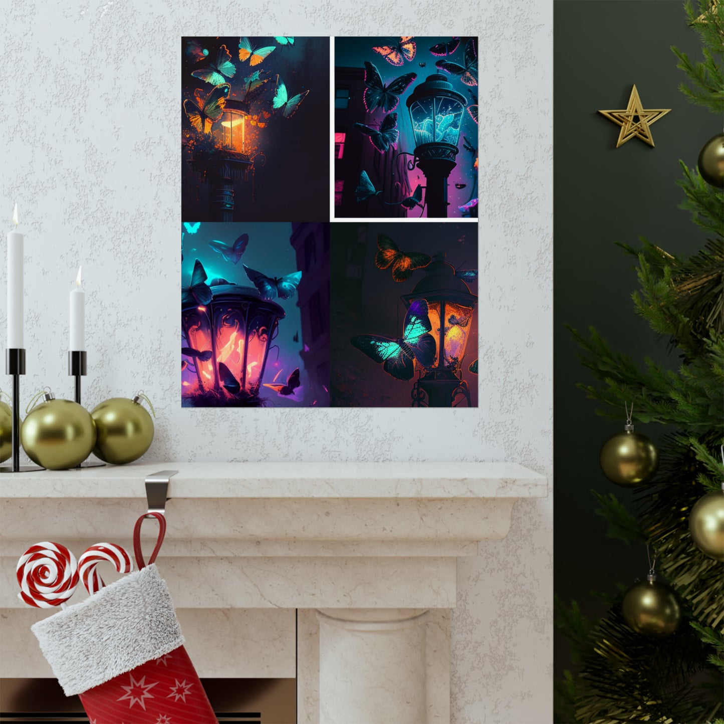 Premium Matte Vertical Posters Street Light Butterfly 5
