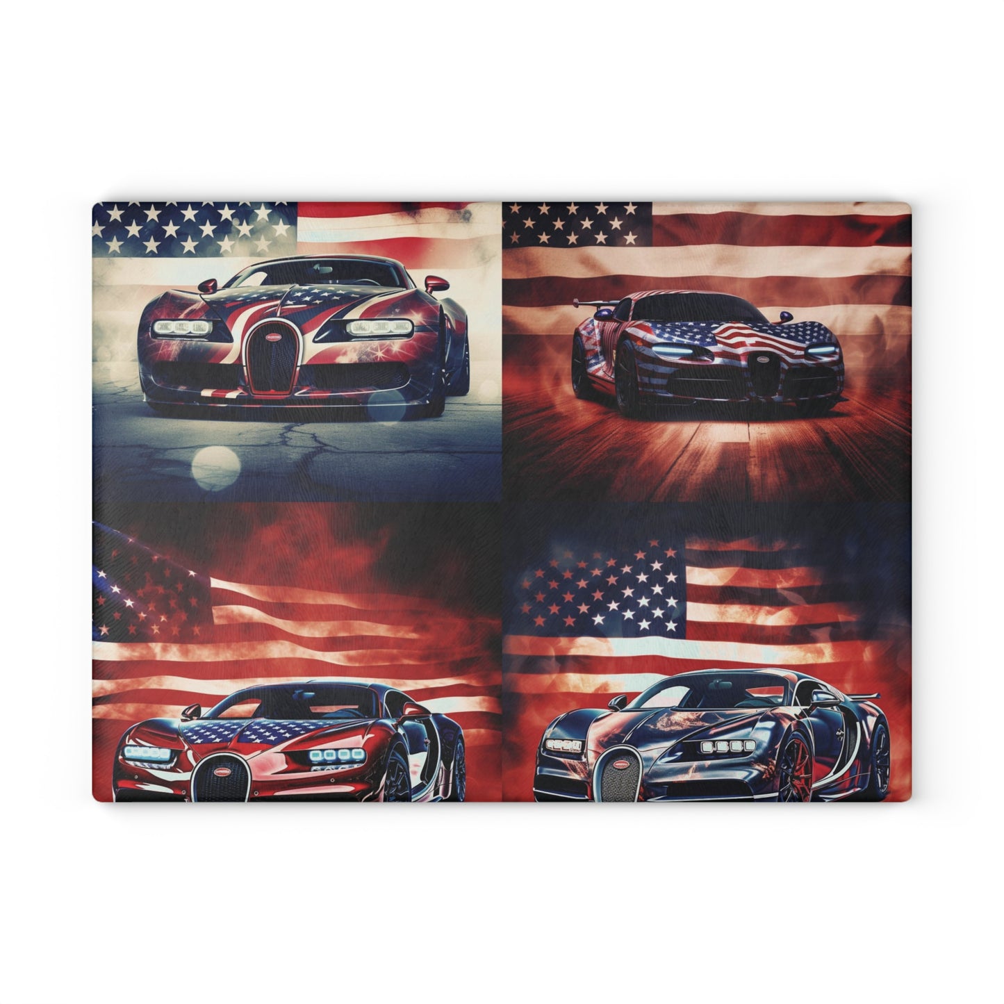 Glass Cutting Board Abstract American Flag Background Bugatti 5