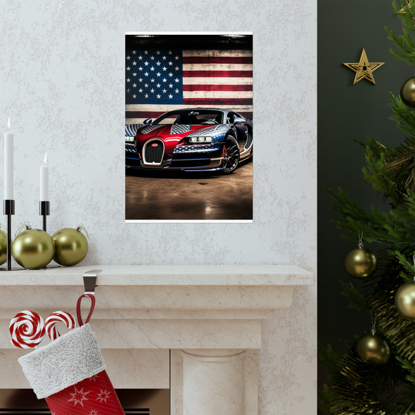 Premium Matte Vertical Posters Bugatti American Flag 1