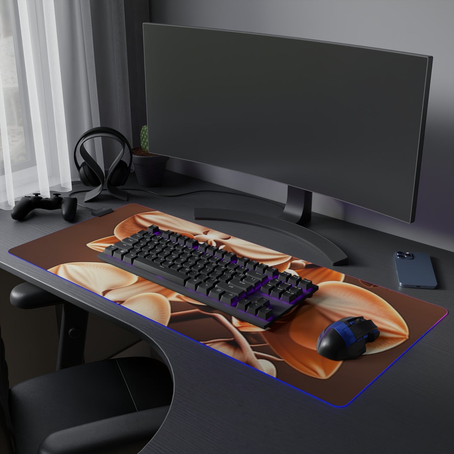 LED Gaming Mouse Pad orchid pedals 3