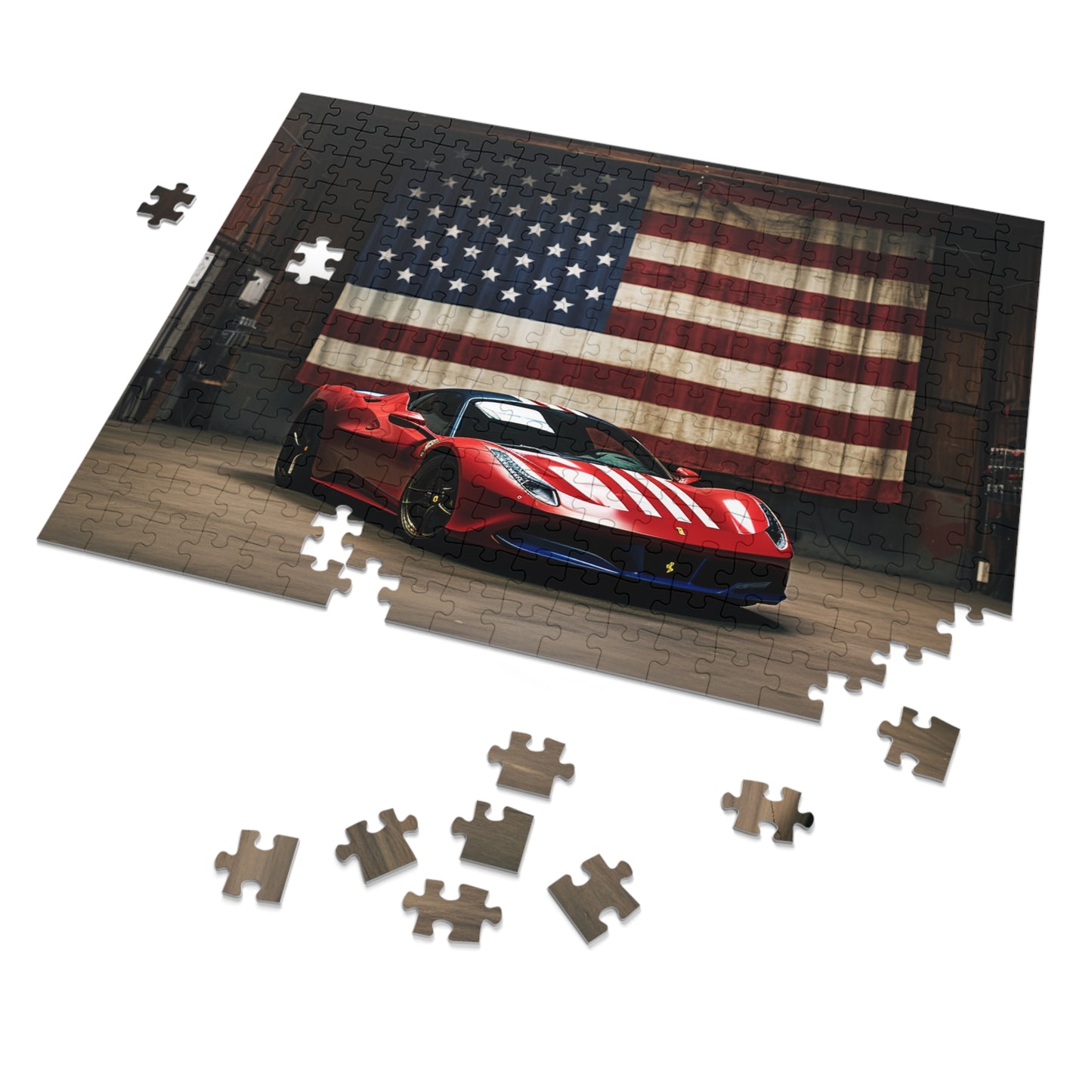 Jigsaw Puzzle (30, 110, 252, 500,1000-Piece) American Flag Farrari 4