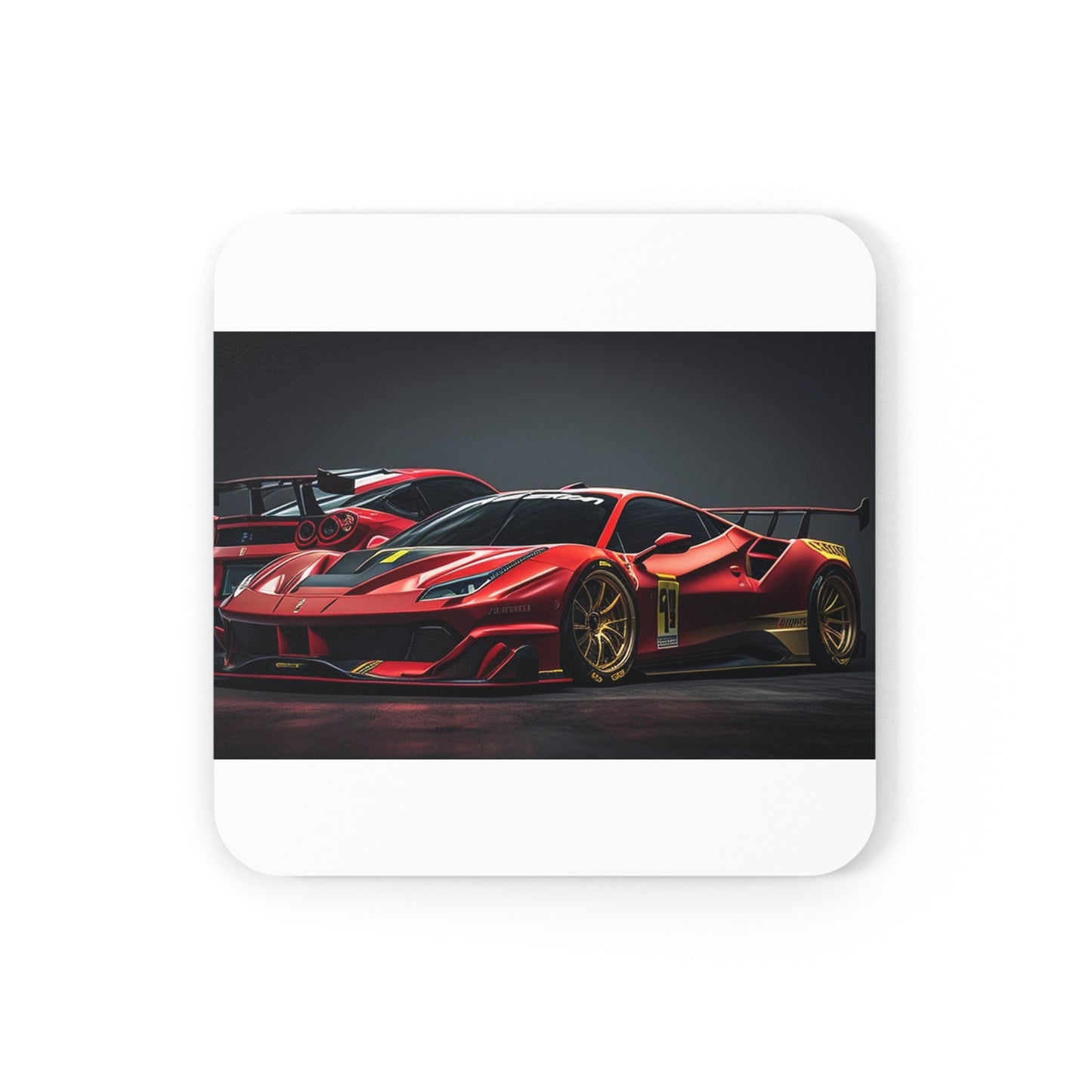 Corkwood Coaster Set Ferrari Red 3