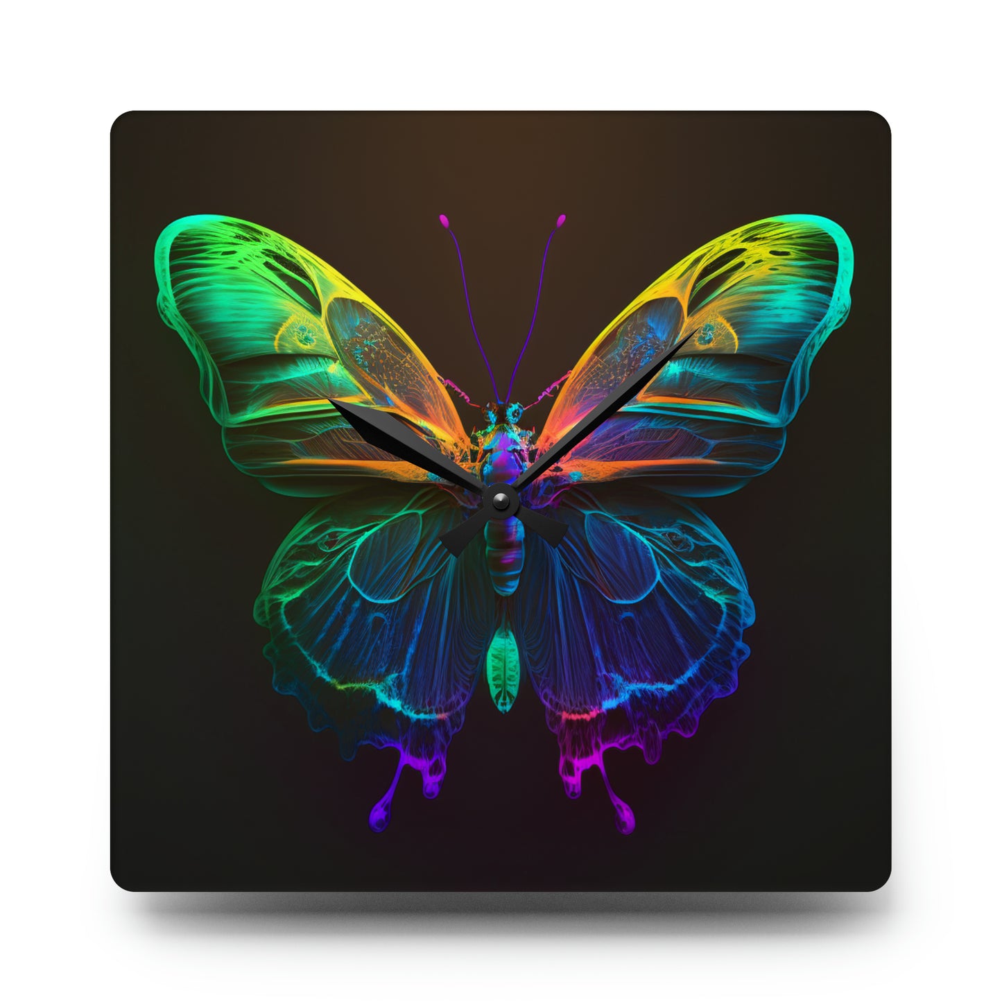 Acrylic Wall Clock Raw Hyper Color Butterfly 3