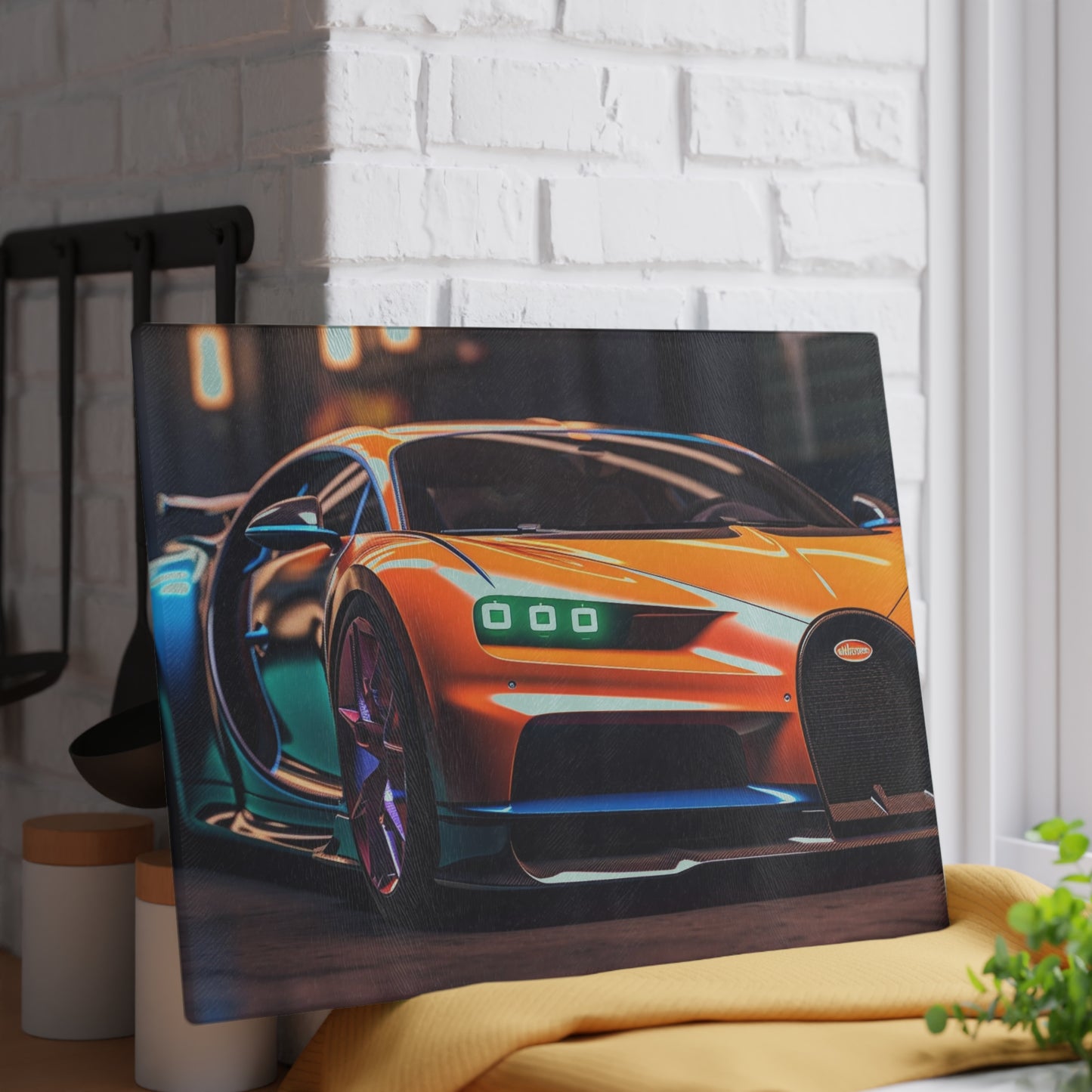 Glass Cutting Board Hyper Bugatti Neon Chiron 1