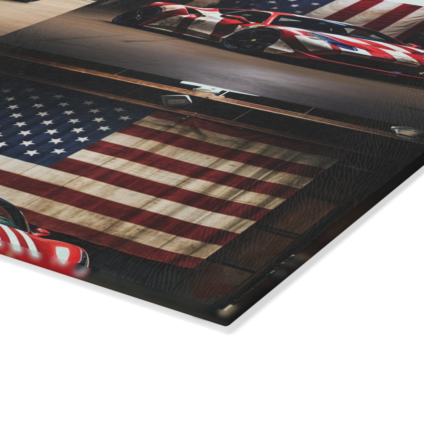 Glass Cutting Board American Flag Farrari 5