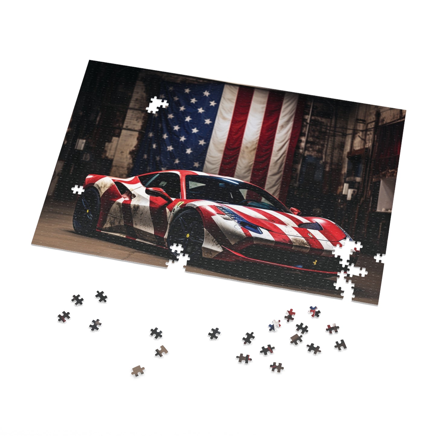 Jigsaw Puzzle (30, 110, 252, 500,1000-Piece) American Flag Farrari 2