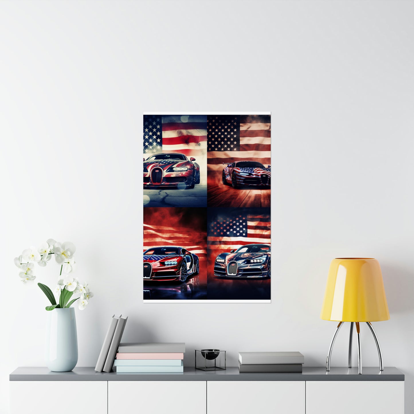 Premium Matte Vertical Posters Abstract American Flag Background Bugatti 5