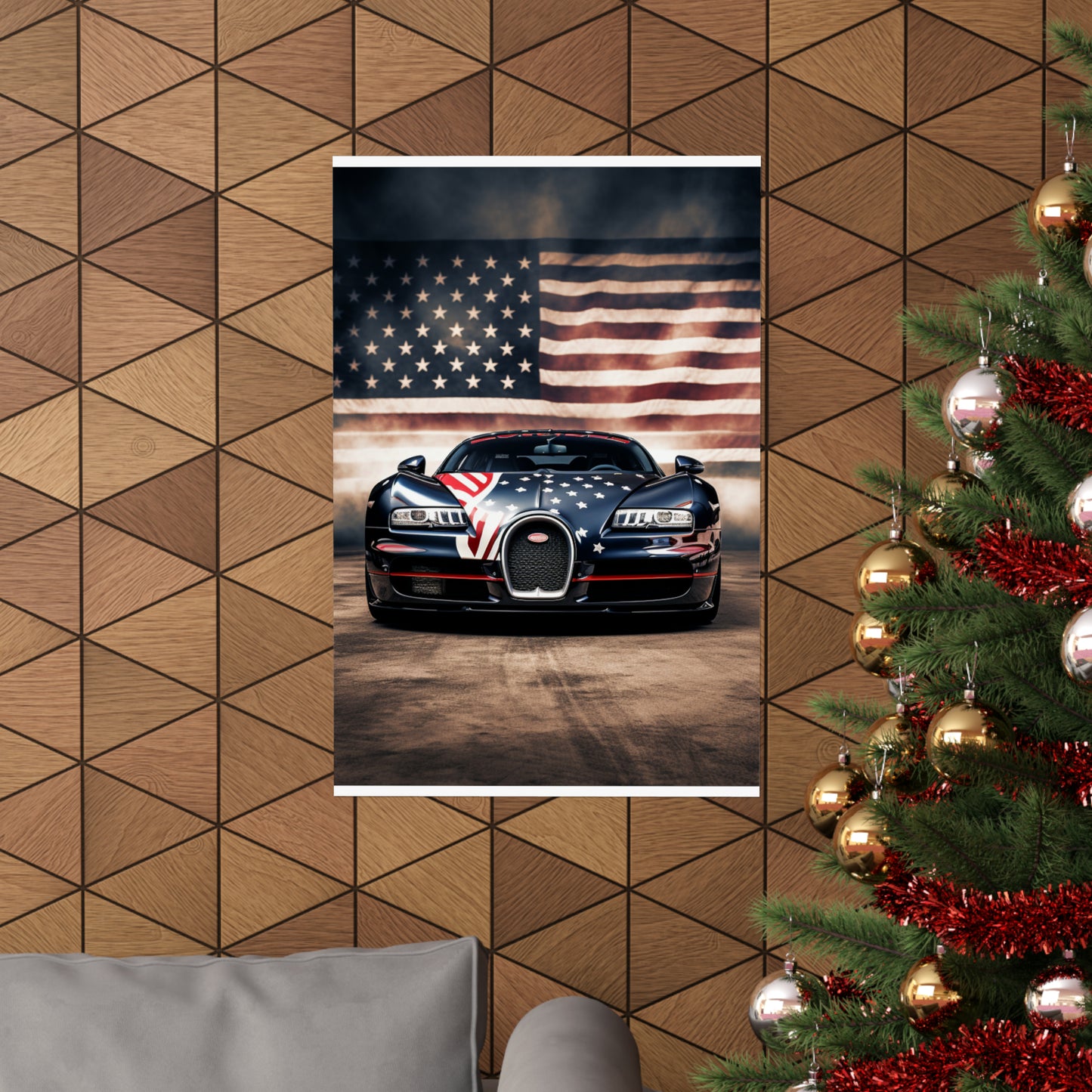 Premium Matte Vertical Posters Bugatti American Flag 2