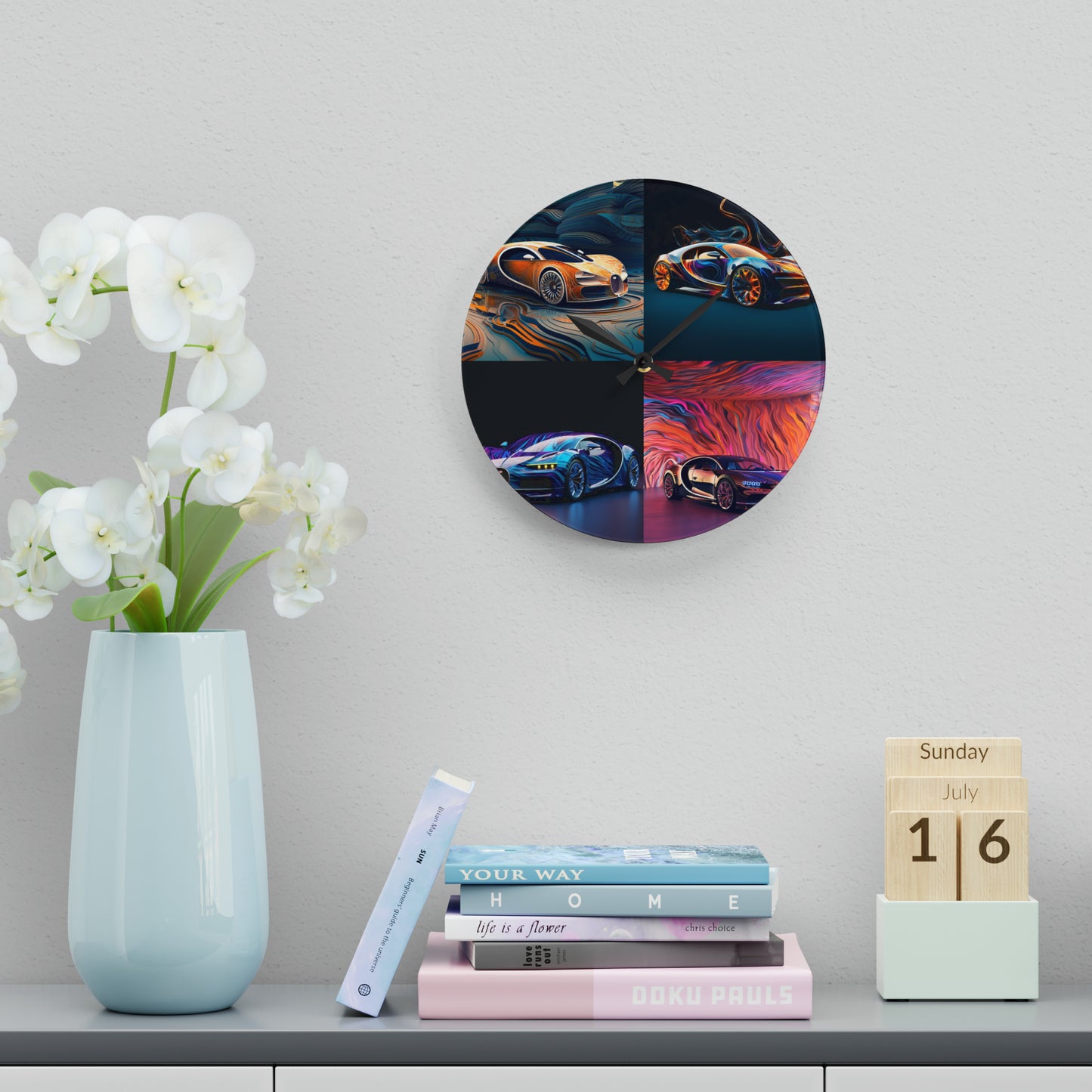 Acrylic Wall Clock Bugatti Abstract Flair 5