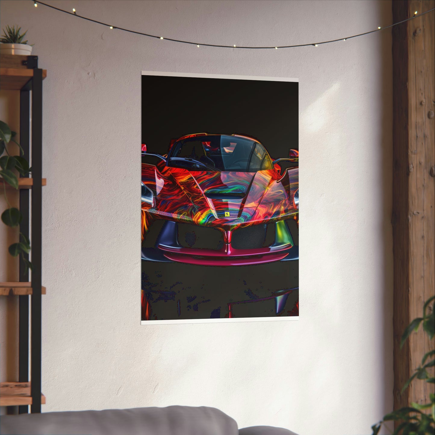 Premium Matte Vertical Posters Ferrari Neon 3