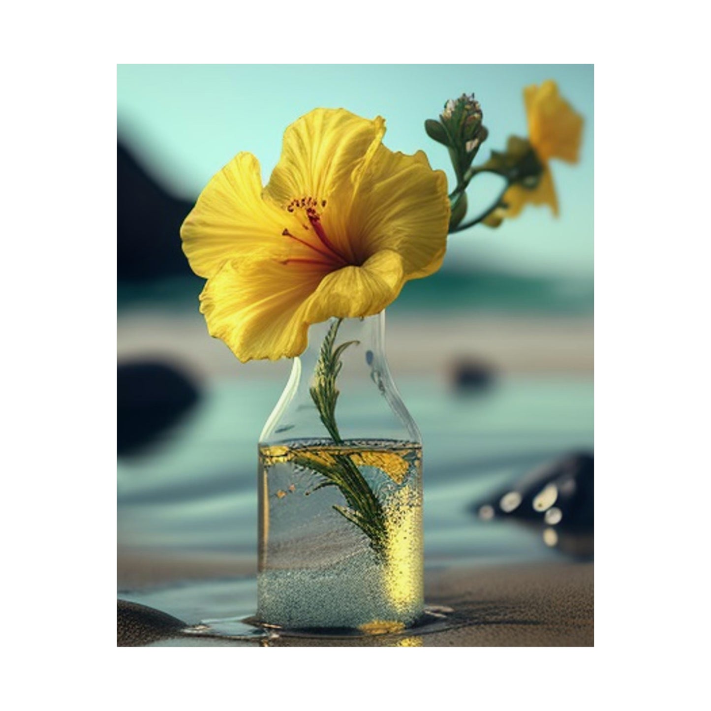 Premium Matte Vertical Posters Yellow Hibiscus glass 3