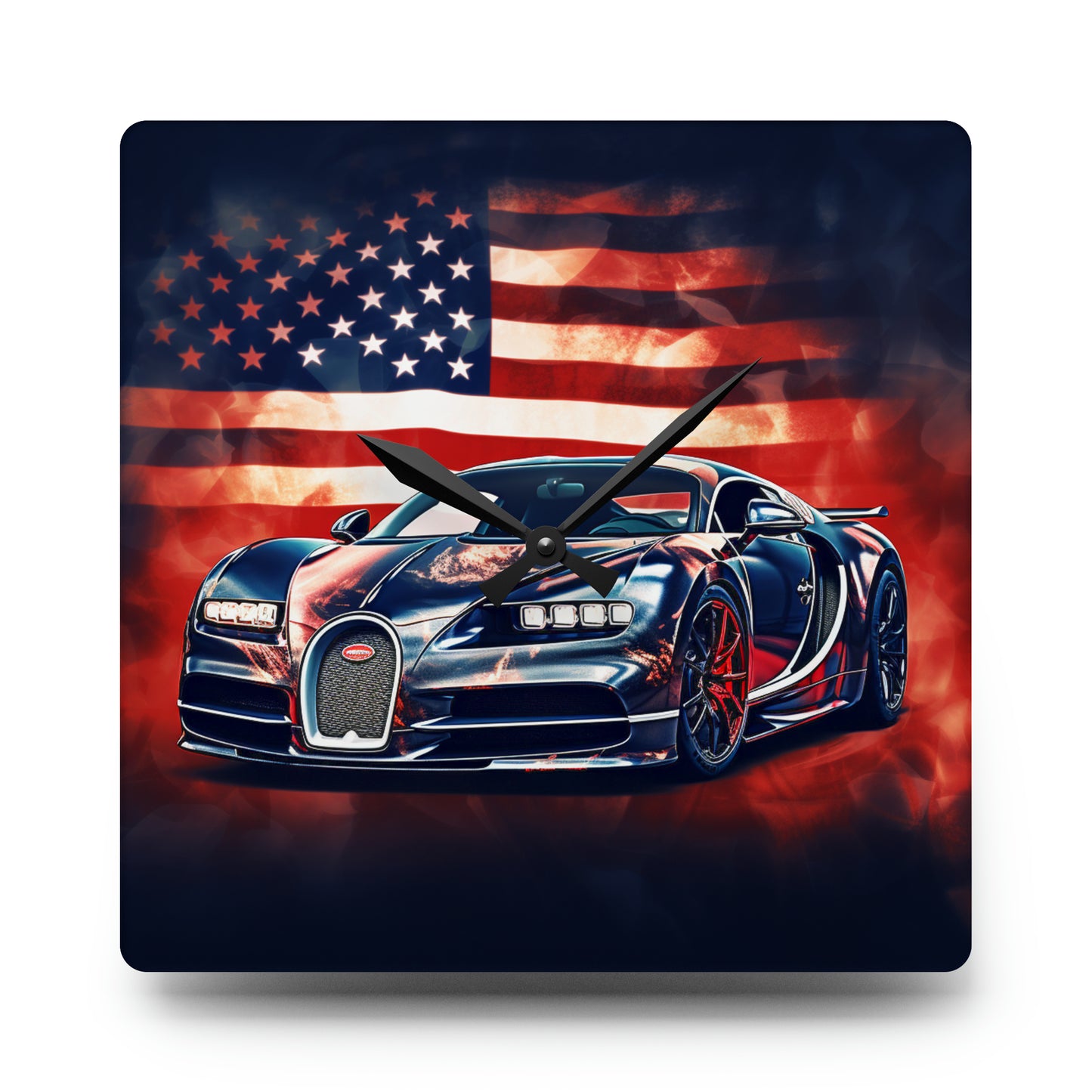 Acrylic Wall Clock Abstract American Flag Background Bugatti 4