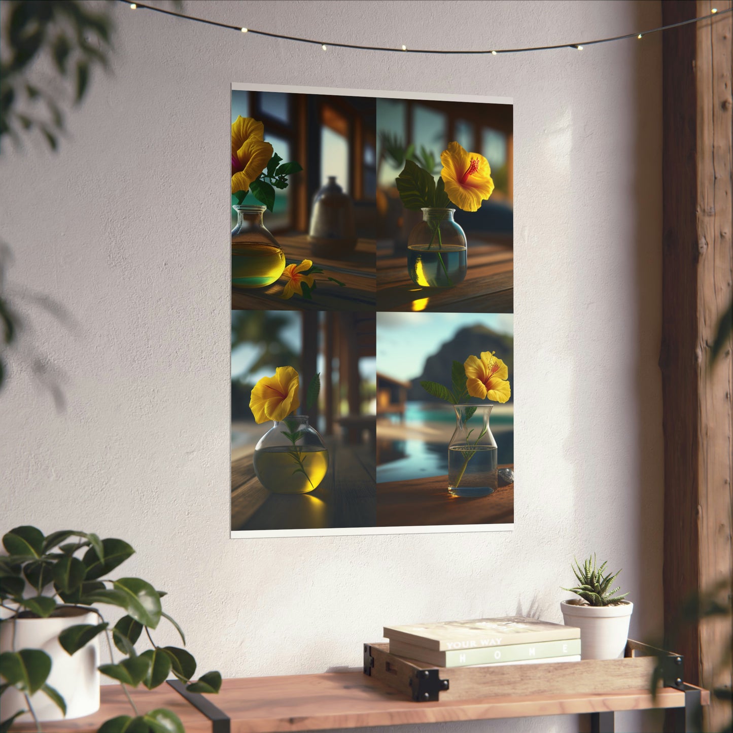 Premium Matte Vertical Posters Yellow Hibiscus Wood 5