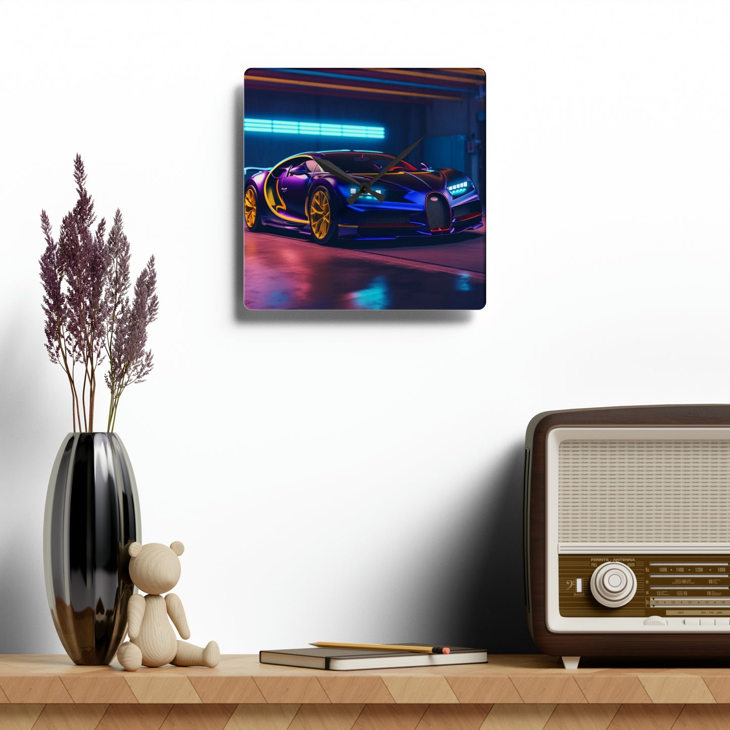 Acrylic Wall Clock Hyper Bugatti Neon Chiron 4