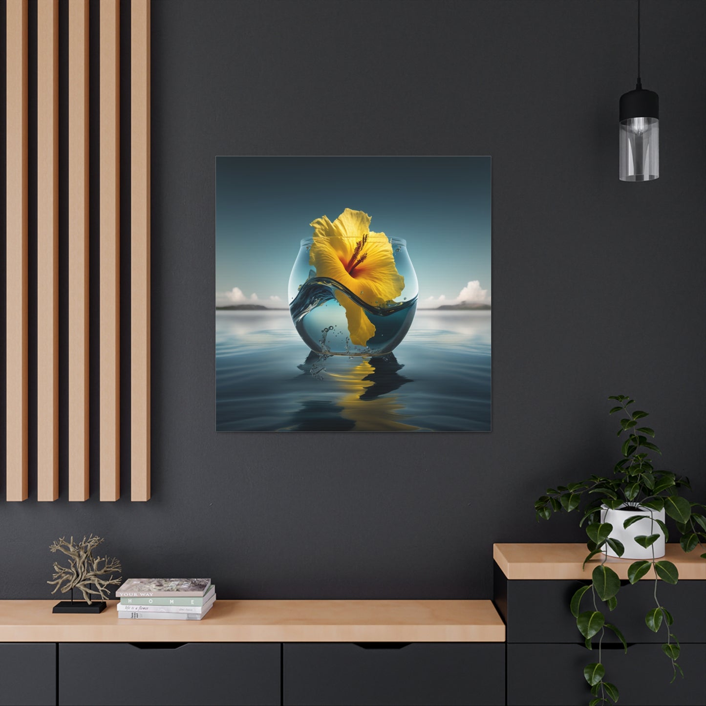 Canvas Gallery Wraps Yellow Hibiscus glass 4