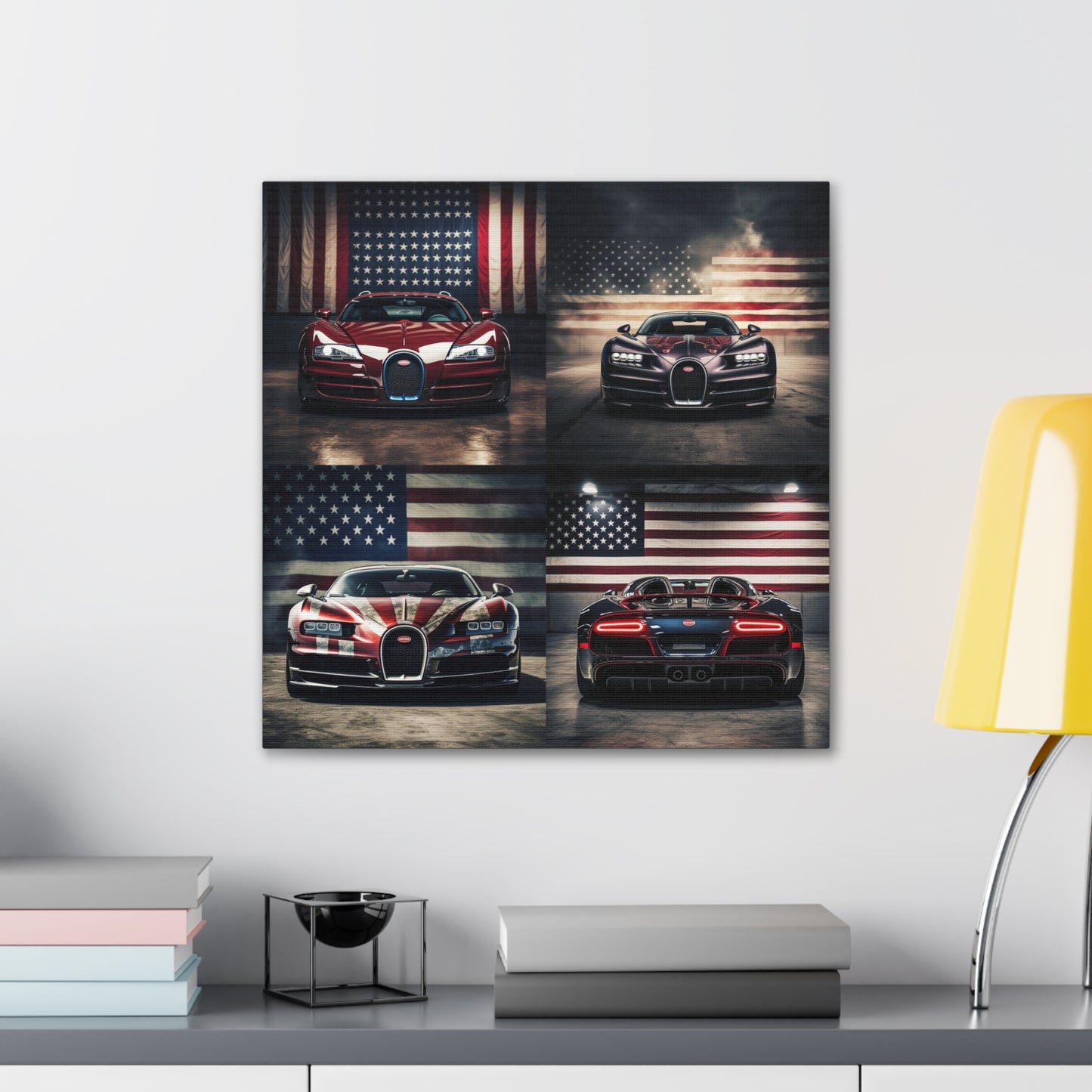 Canvas Gallery Wraps American Flag Background Bugatti 5