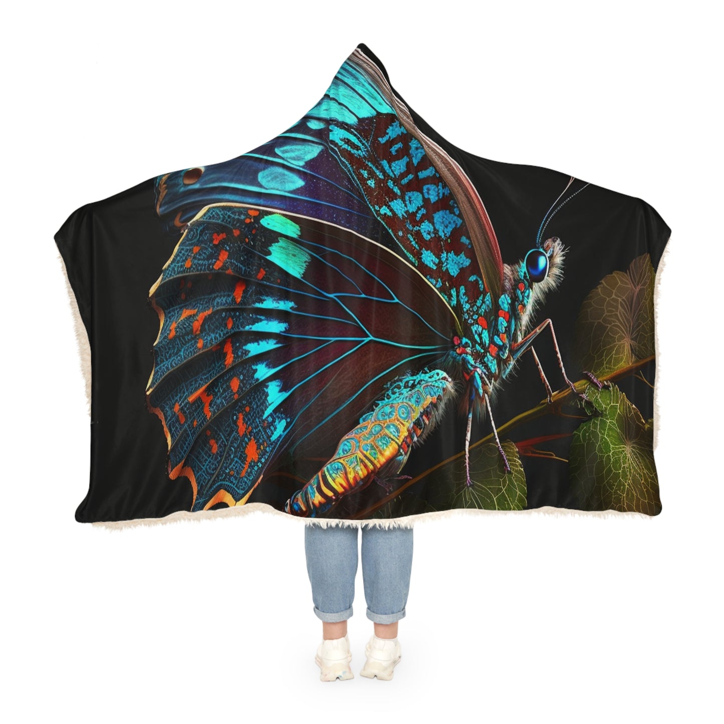 Snuggle Hooded Blanket Hue Neon Butterfly 2