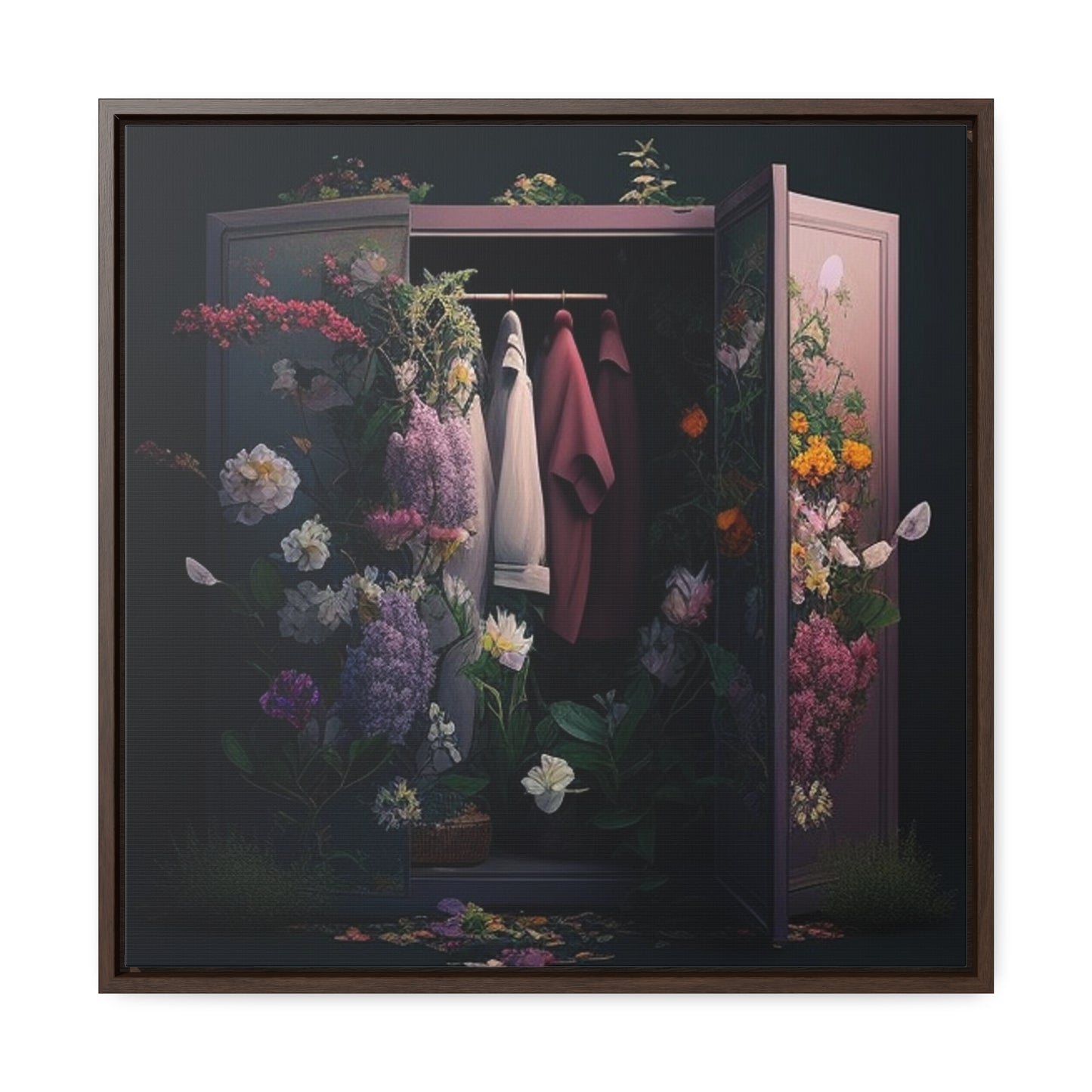 Gallery Canvas Wraps, Square Frame A Wardrobe Surrounded by Flowers 2
