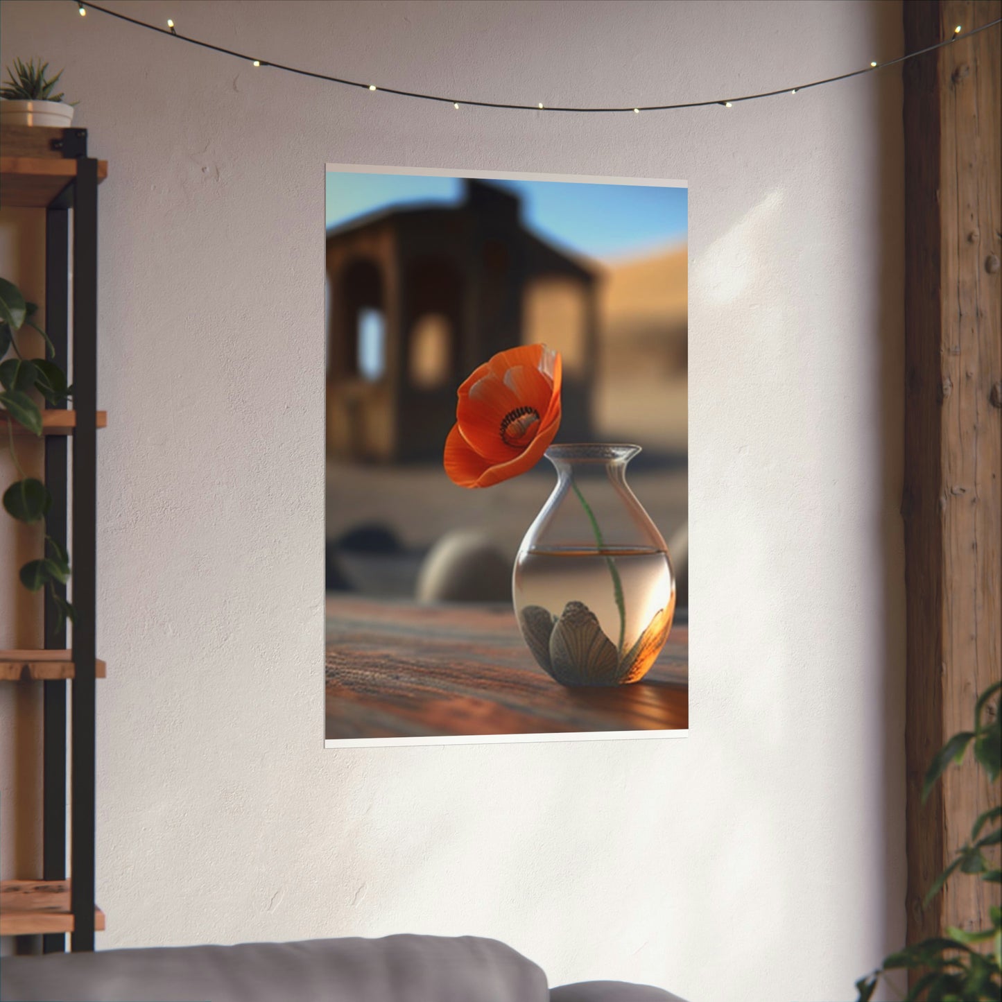 Premium Matte Vertical Posters Poppy in a Glass Vase 1