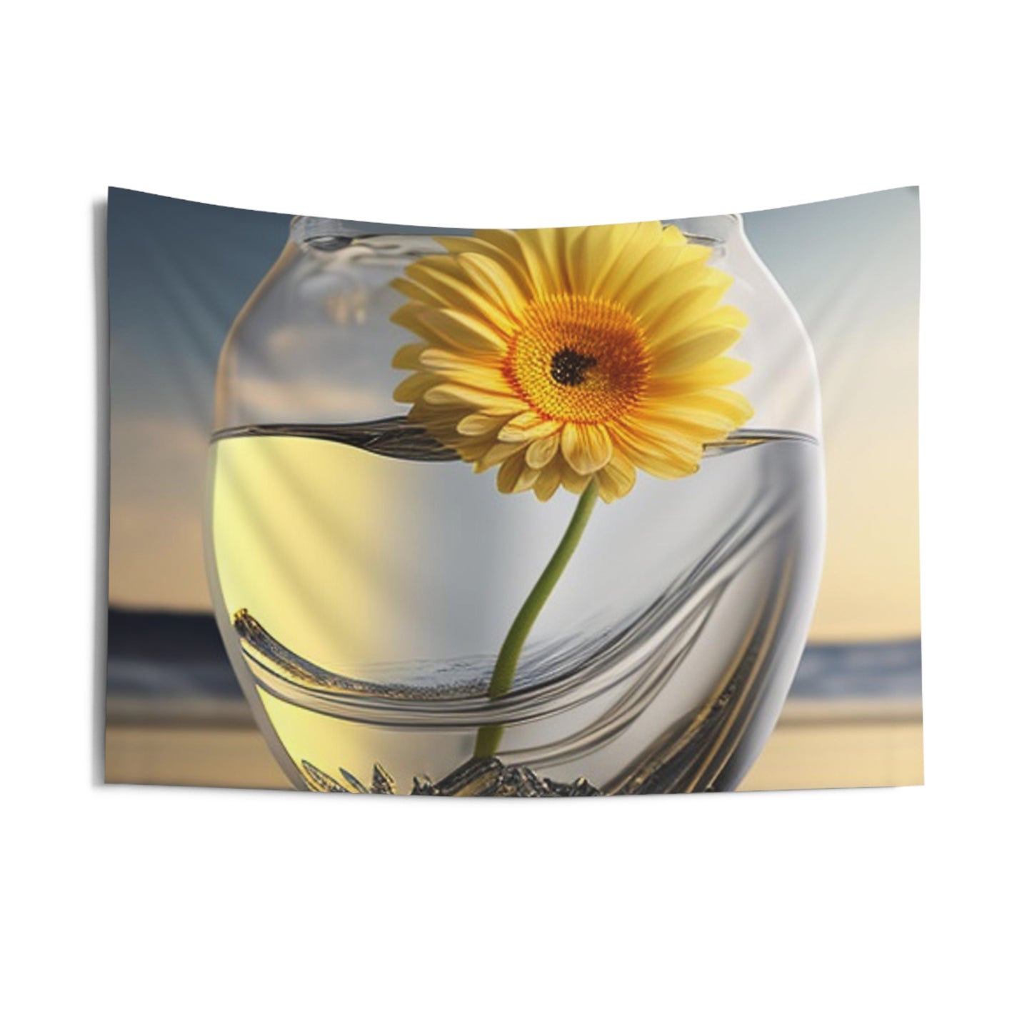 Indoor Wall Tapestries yello Gerbera glass 1