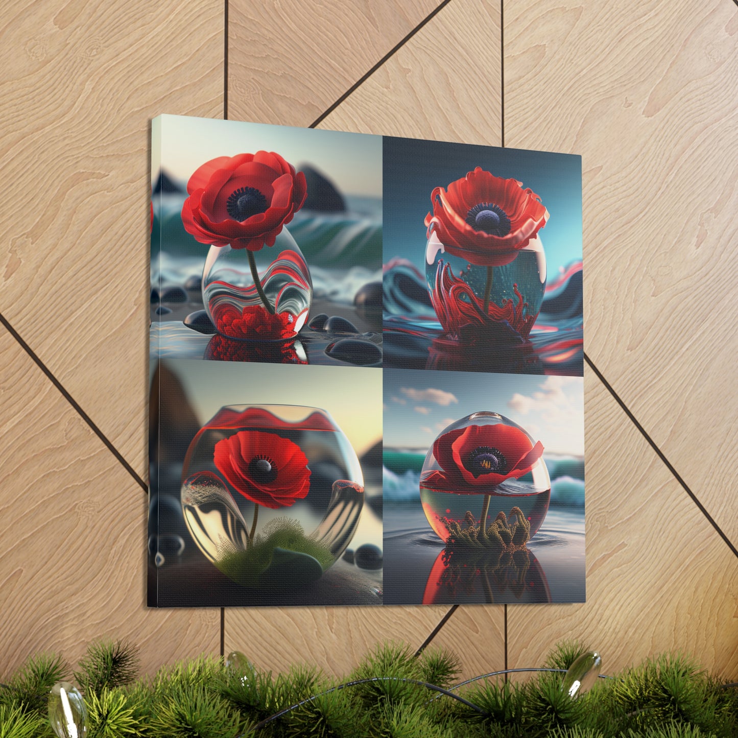 Canvas Gallery Wraps Red Anemone in a Vase 5