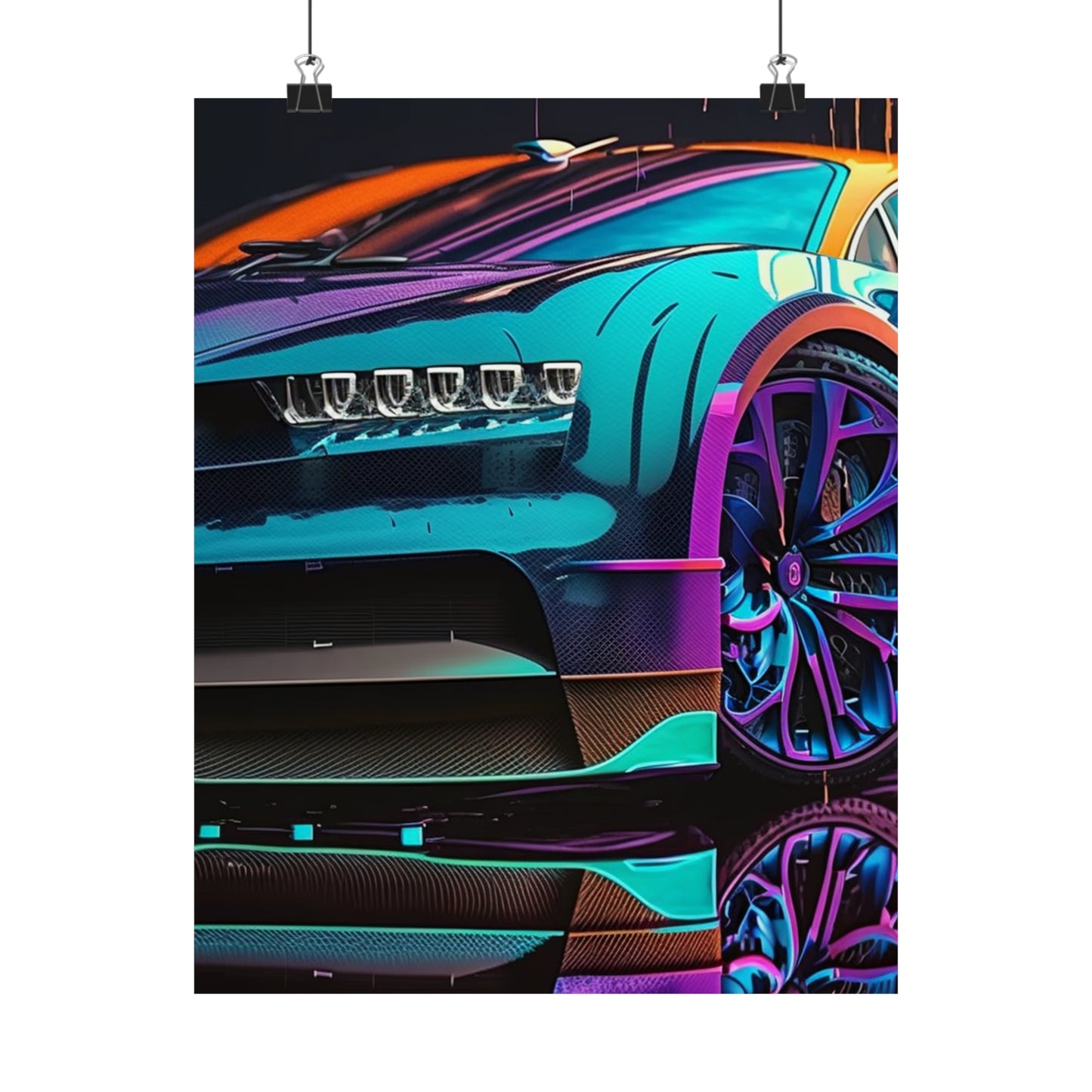 Premium Matte Vertical Posters Bugatti Neon Chiron 1