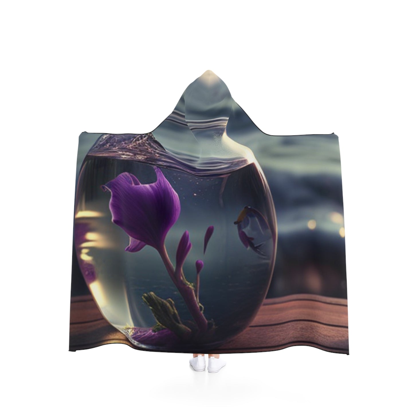 Hooded Blanket Purple Sweet pea in a vase 1