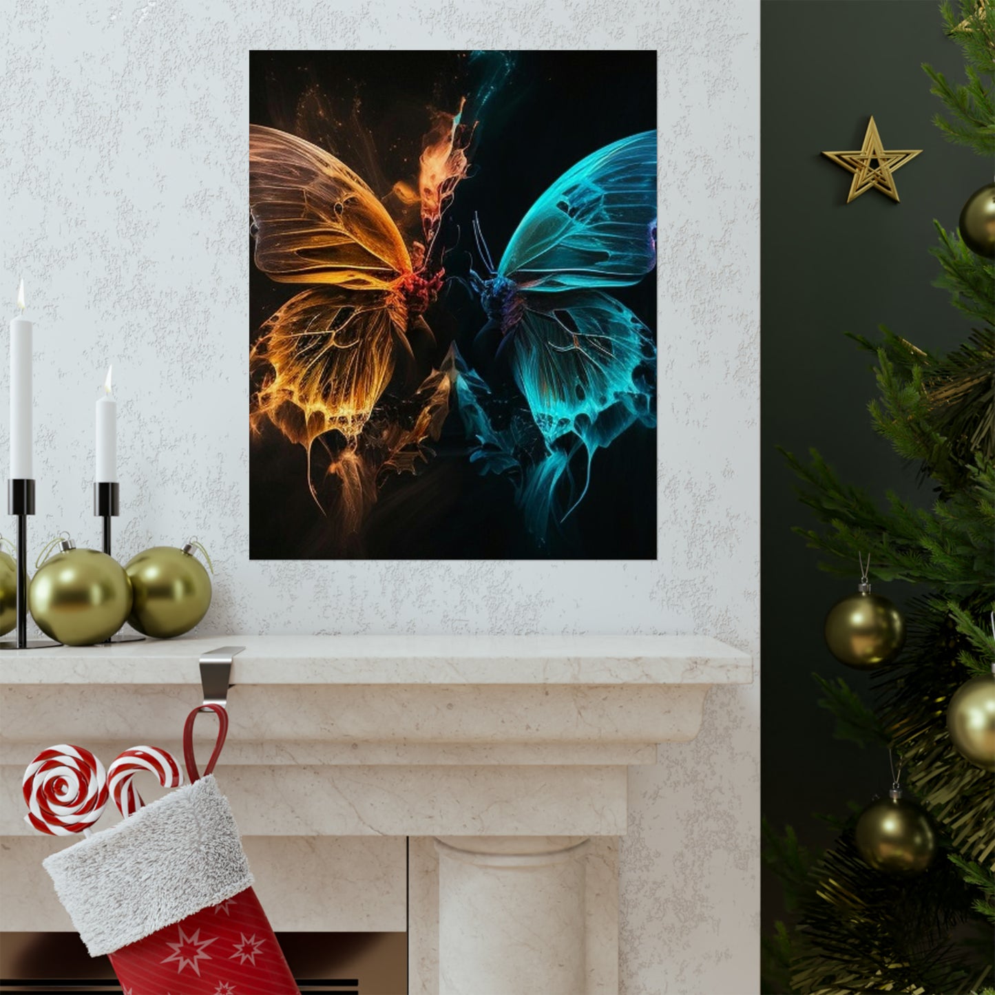 Premium Matte Vertical Posters Neon Glo Butterfly 4