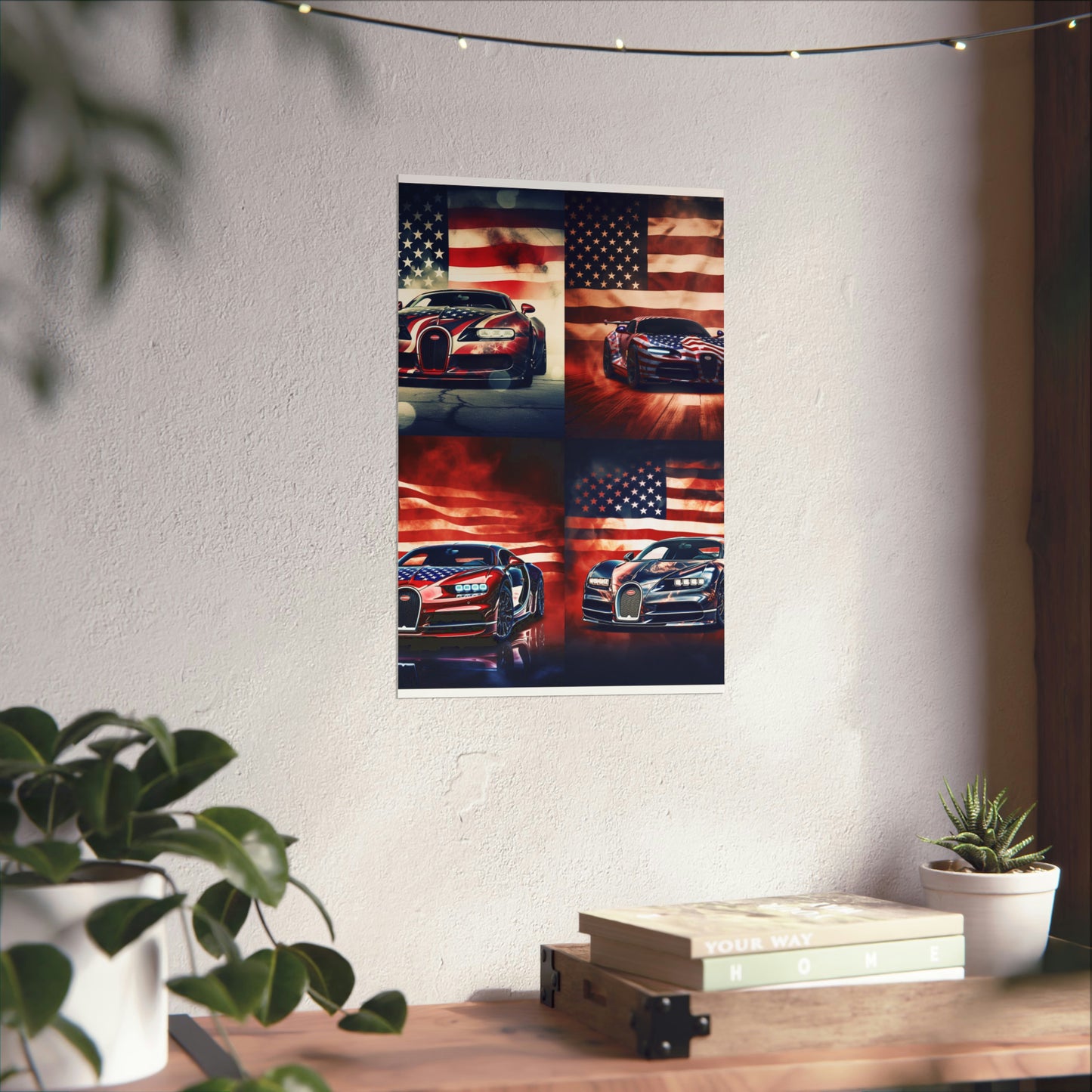 Premium Matte Vertical Posters Abstract American Flag Background Bugatti 5