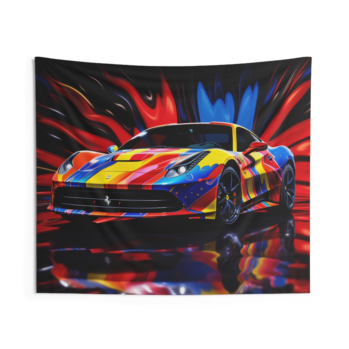 Indoor Wall Tapestries Hyper Colorfull Ferrari 1
