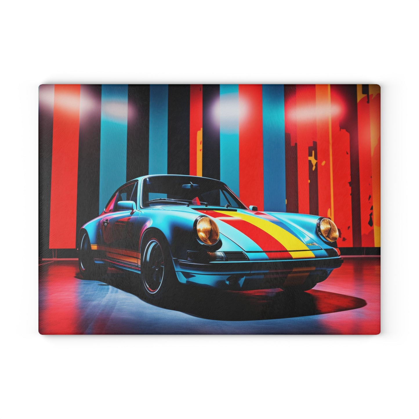 Glass Cutting Board Macro American Flag Porsche 3