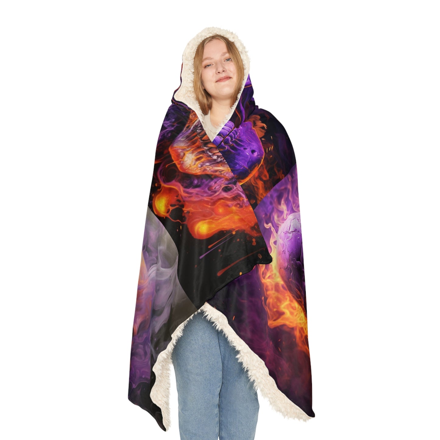 Snuggle Hooded Blanket Skull Flames 5