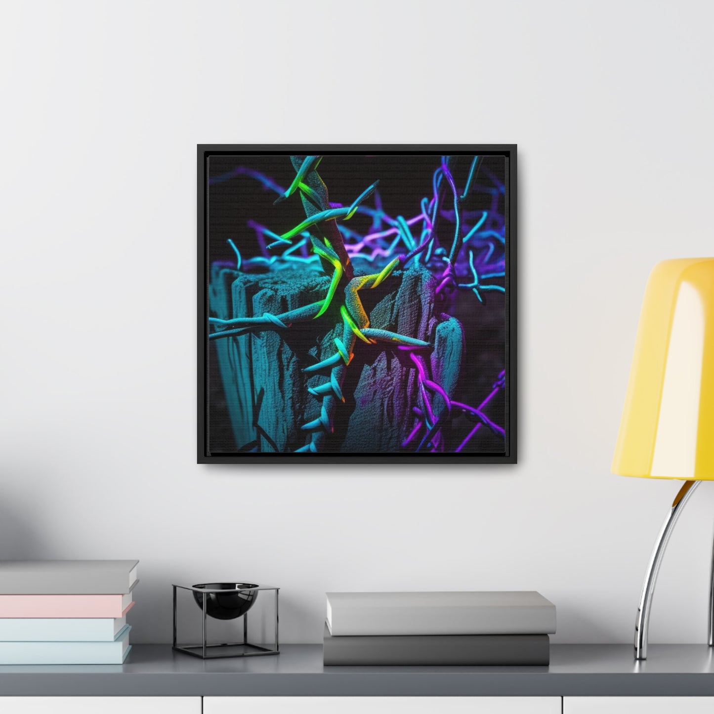 Gallery Canvas Wraps, Square Frame Macro Neon Barbs 3
