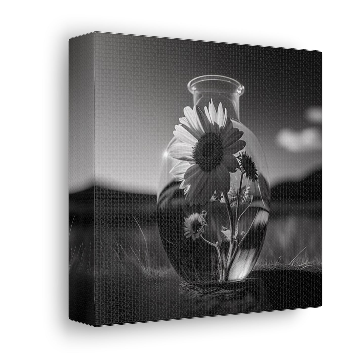 Canvas Gallery Wraps Yellw Sunflower in a vase 4