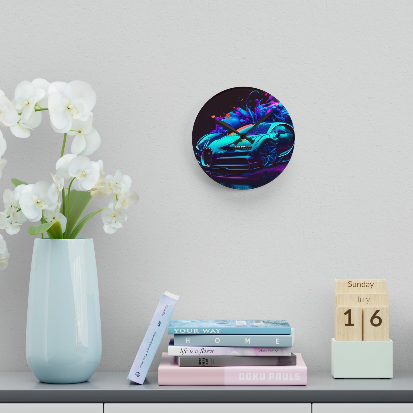 Acrylic Wall Clock Bugatti Neon Chiron 3