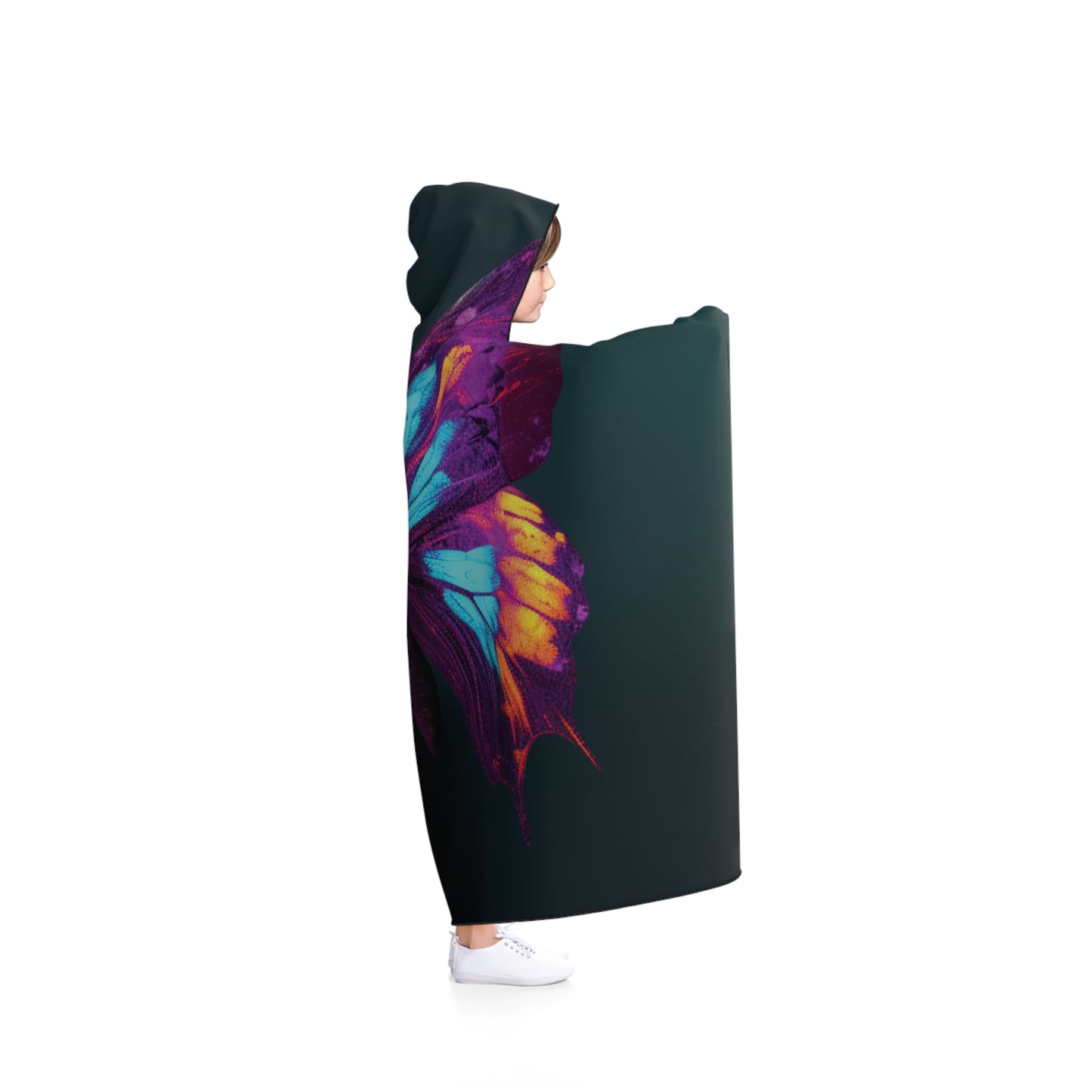 Hooded Blanket Hyper Colorful Butterfly Purple 2