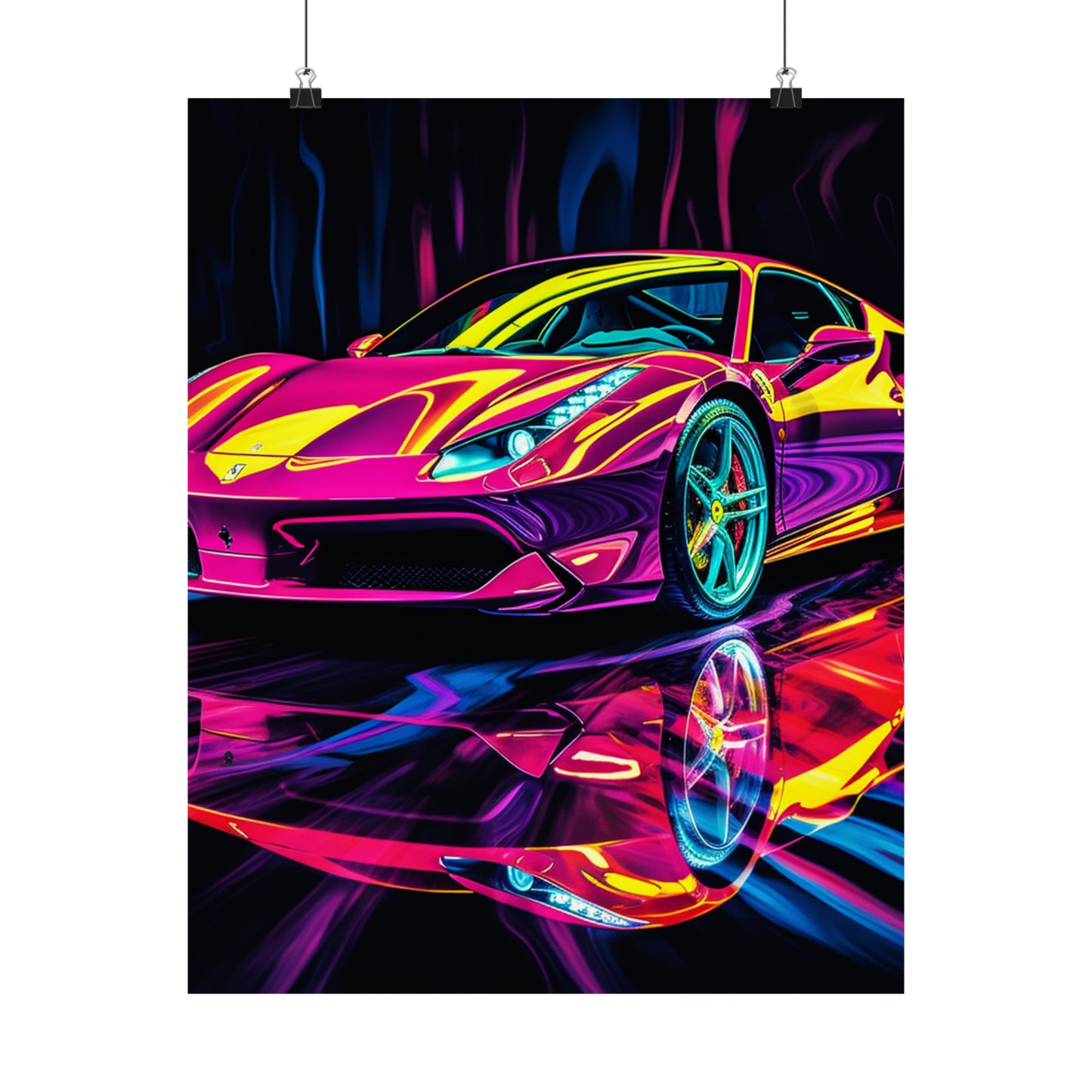 Premium Matte Vertical Posters Pink Ferrari Macro 2