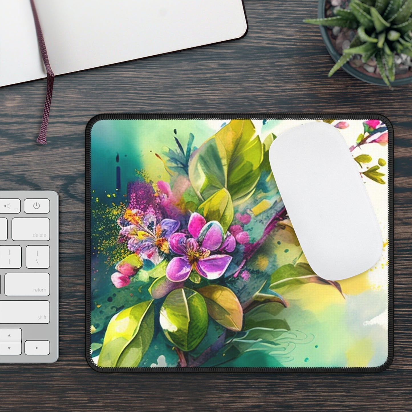 Gaming Mouse Pad  Mother Nature Bright Spring Colors Realistic Watercolor 1