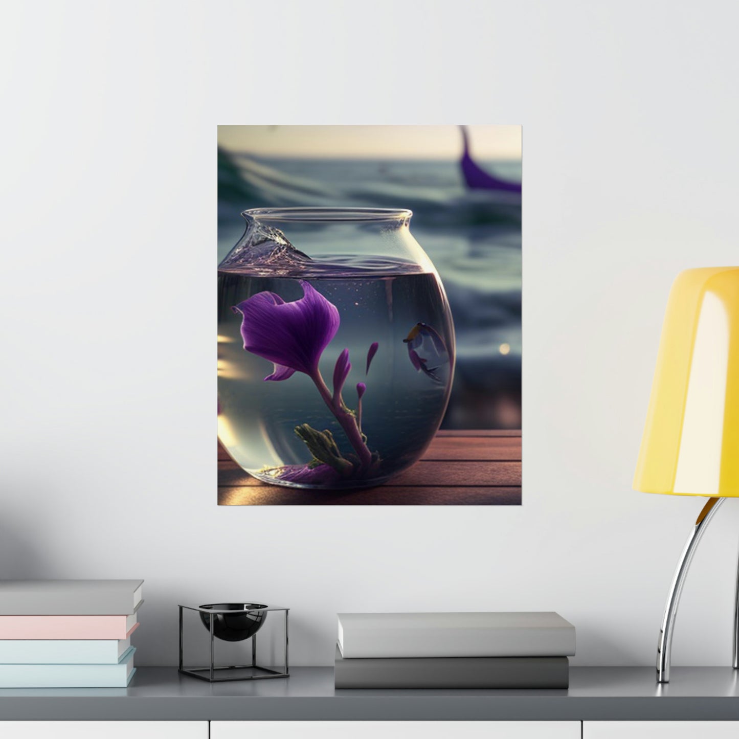 Premium Matte Vertical Posters Purple Sweet pea in a vase 1