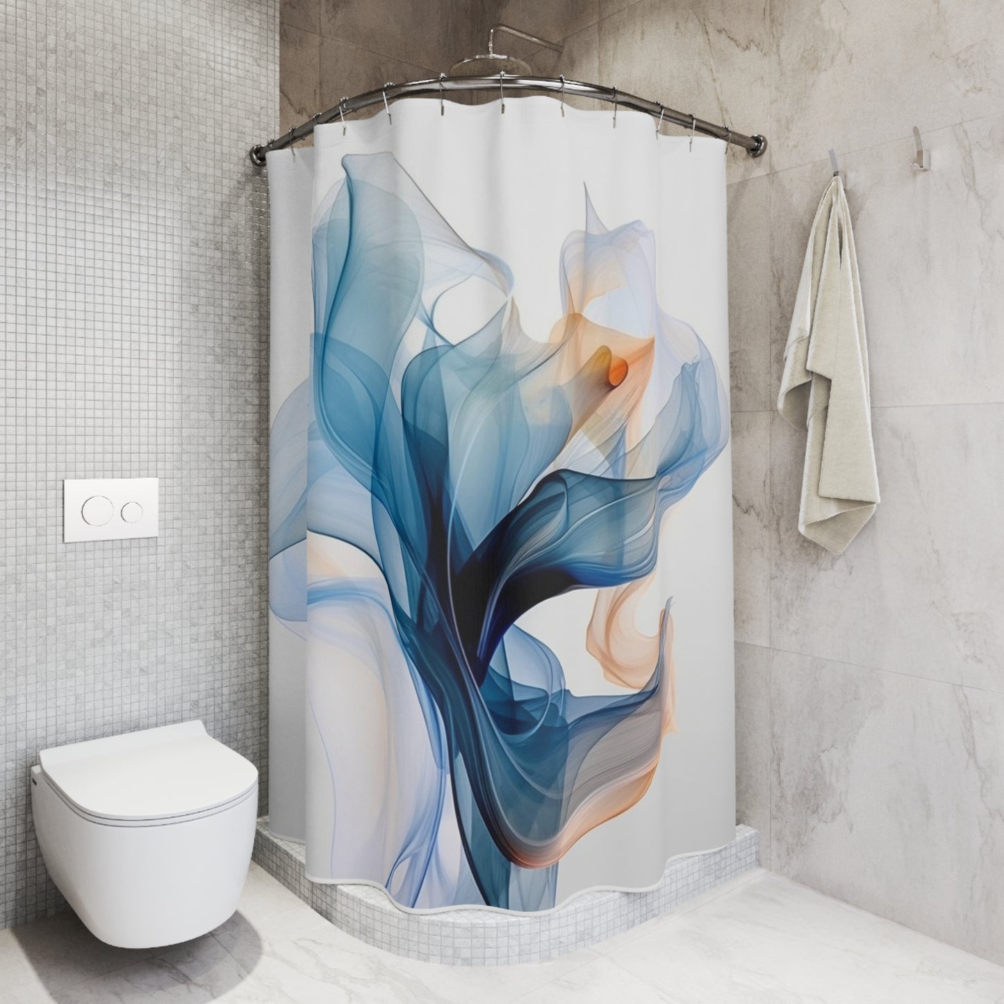 Polyester Shower Curtain Blue Tluip Abstract 3